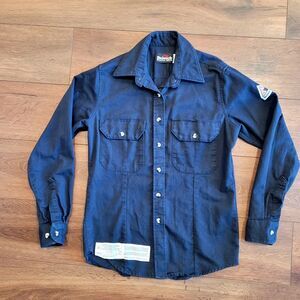 Bulwark FR Excel Womens S Reg Black Long Sleeve Button Shirt Pockets SLU3NVB